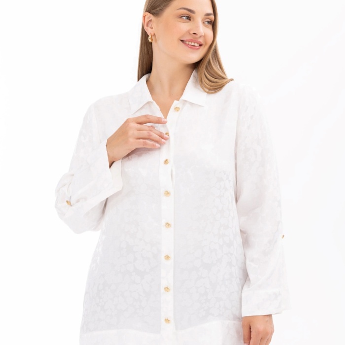 YENİ SEÇİL KADIN BÜYÜK BEDEN DÜĞMELİ KOL DETAYLI GÖMLEK 10002411514008