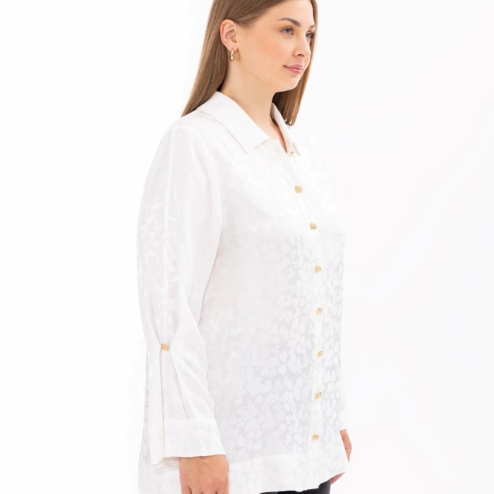 YENİ SEÇİL KADIN BÜYÜK BEDEN DÜĞMELİ KOL DETAYLI GÖMLEK 10002411514008