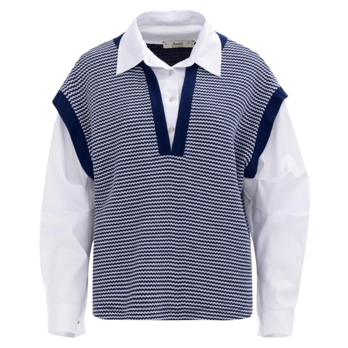 YENİ SEÇİL KADIN i̇ç gömlekli düşük kol süveter 10002421110002