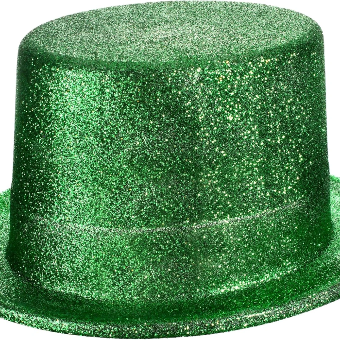 Yeşil Renk Parıltılı Simli Fötr Silindir Parti Şapkası