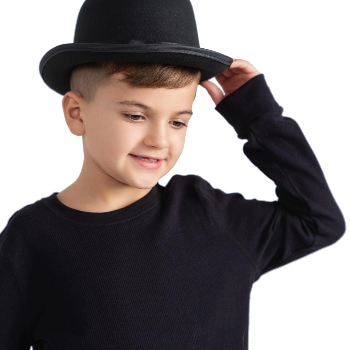 Charlie Chaplin Stil Çocuk Şapkası – Siyah Melon Parti Şapkası