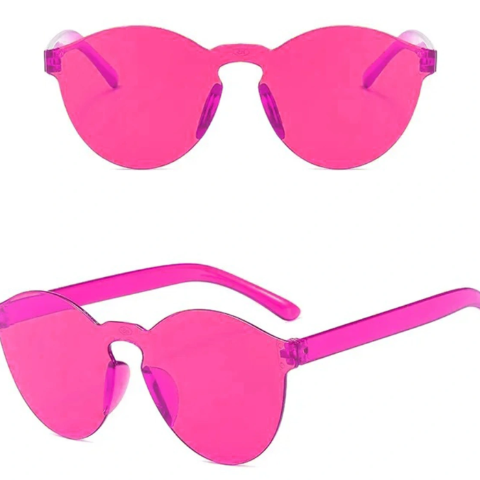 Sert Mika Oval Şekilli Çerçevesiz Fuşya Gözlük Retro Parti 5x14 Cm