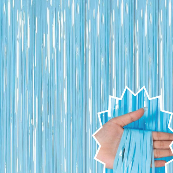 Soft Mavi Püsküllü Kapı Perdesi - Parti, Baby Shower, Sünnet Süsü, Cinsiyet Partisi 1x2 M