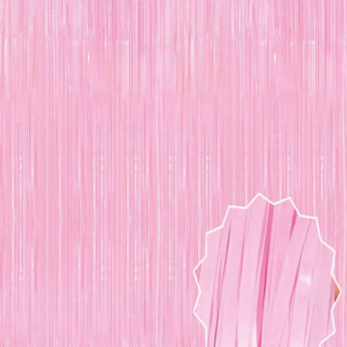 Soft Pembe Püsküllü Kapı Perdesi - Parti, Baby Shower, Cinsiyet Partisi 1x2 M