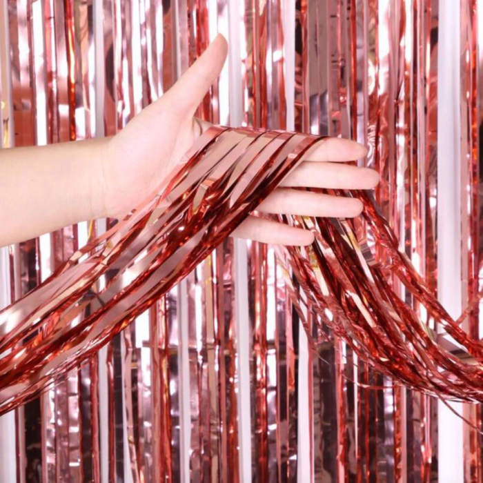 Rose Gold Püsküllü Kapı Perdesi - Parti, Bekarlığa Veda, Doğum Günü 1x2 M