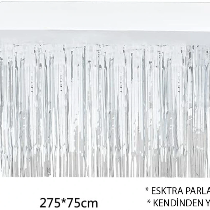 Gümüş Metalize Masa Eteği 275x75 Cm – Kendinden Yapışkanlı