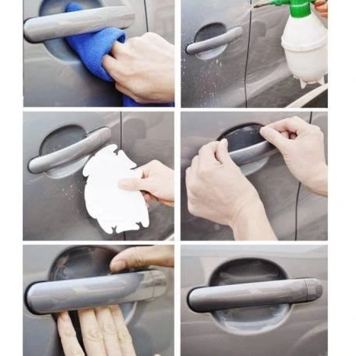 5li Set Araba Kapı Kolu Koruyucu Çizilme Önleyici Şeffaf Sticker Film Koruma Seti