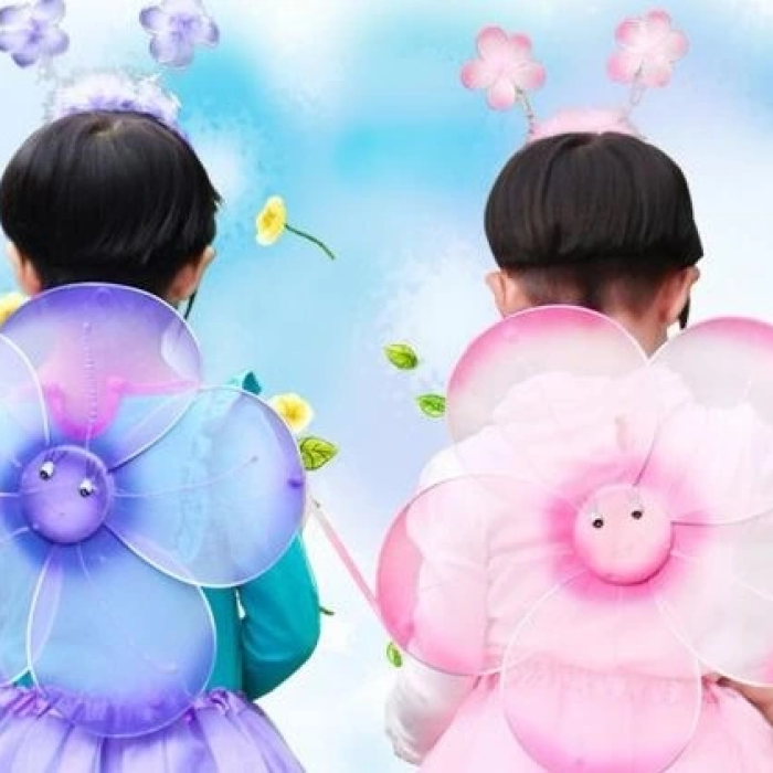 Çiçekli Kanat Seti 3 Parça - Sarı