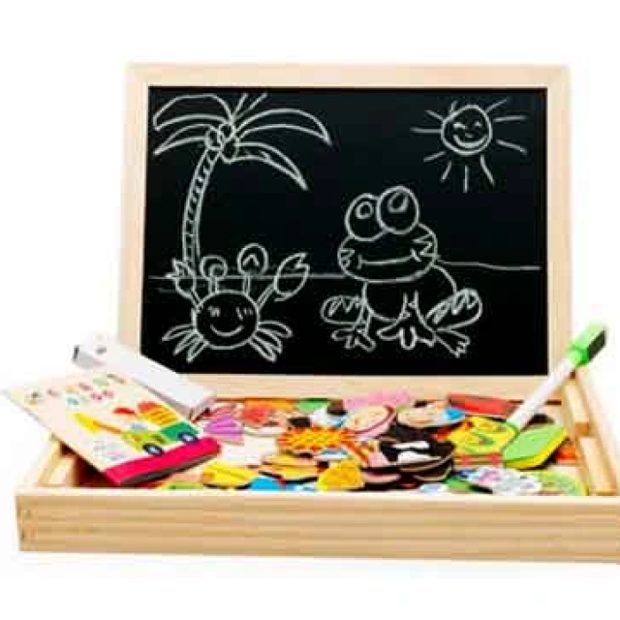 Mıknatıslı Çift Taraflı Ahşap Yazı Tahtası Seti