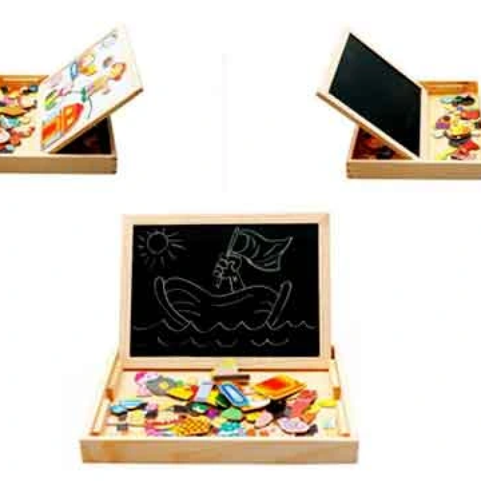 Mıknatıslı Çift Taraflı Ahşap Yazı Tahtası Seti