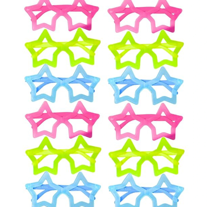 Fosforlu Yıldız Model Glow Parti Gözlüğü Karanlıkta Yanan Gözlükler 12 Adet