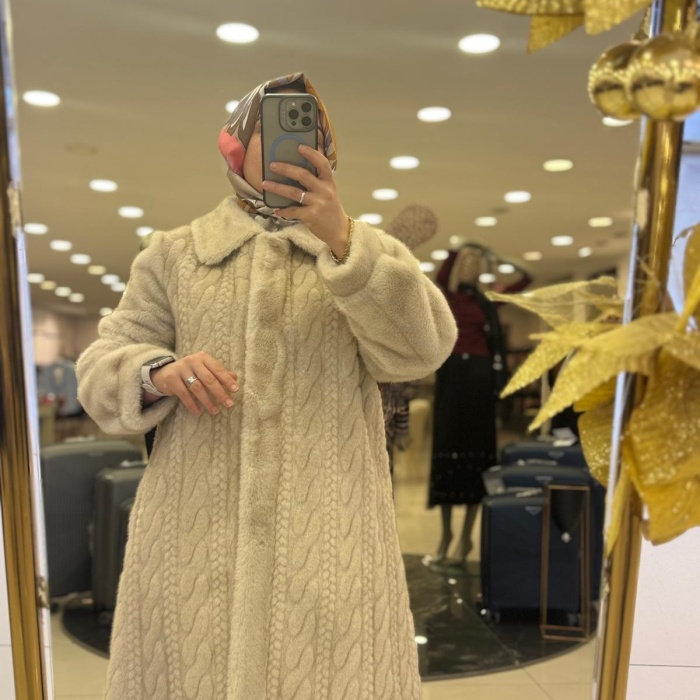 YENİ TIĞ TRİKO KADIN SAÇ ÖRGÜLÜ KÜRK KABAN KBN.21772.1