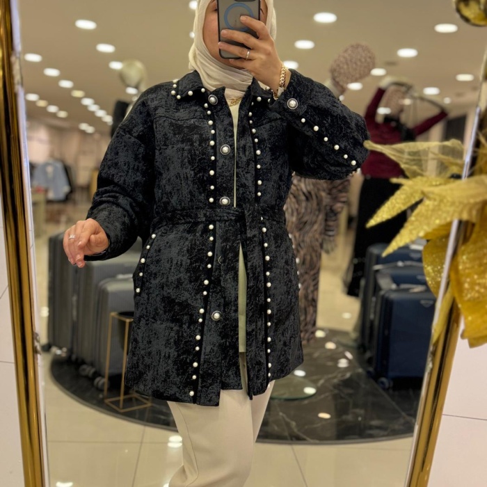 YENİ MY312 KADIN İNCİ DETAYLI CEKET 26W7930