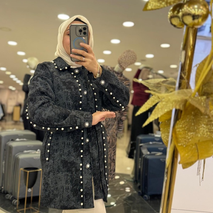 YENİ MY312 KADIN İNCİ DETAYLI CEKET 26W7930