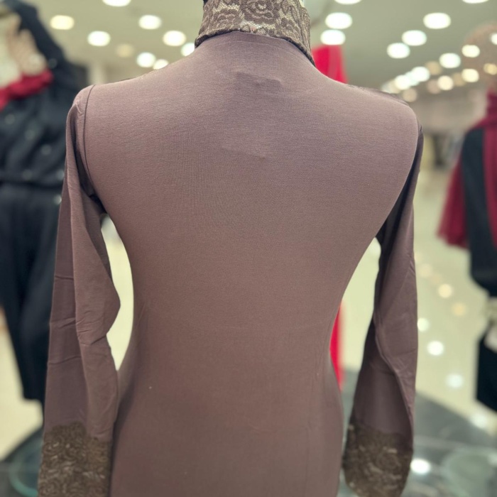 ENSAR GİYİM KADIN Dantelli Balıkçı Yaka Uzun Kol Likralı Penye Mevsimlik Uzun Kol Body