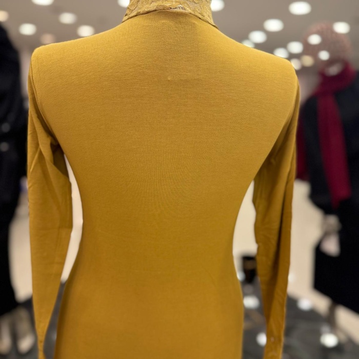 ENSAR GİYİM KADIN Dantelli Balıkçı Yaka Uzun Kol Likralı Penye Mevsimlik Uzun Kol Body