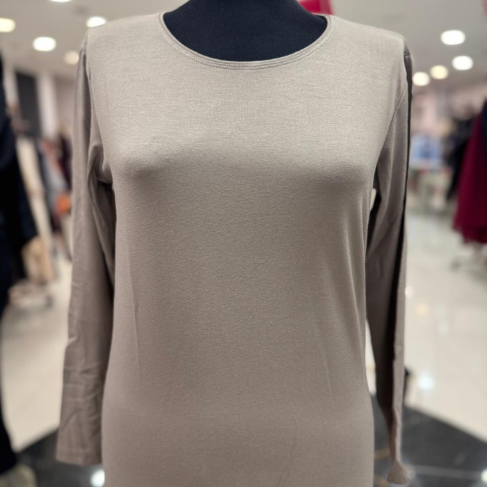 ENSAR GİYİM KADIN UZUN KOLLU SIFIR YAKA PENYE BODY