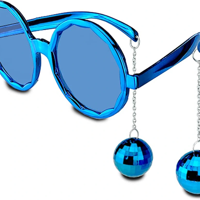 Mavi Renk Disko Toplu Küpeli Parlak Yılbaşı Parti Gözlüğü