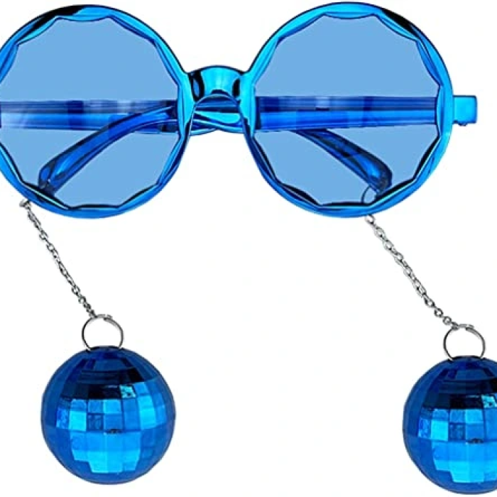 Mavi Renk Disko Toplu Küpeli Parlak Yılbaşı Parti Gözlüğü