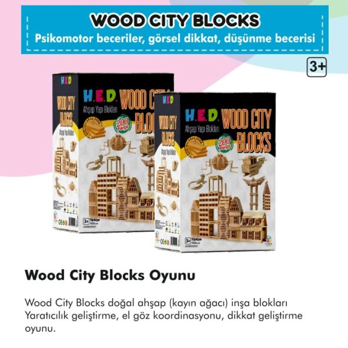 Wood City Blocks Ahşap Şehir Blokları (kayın Ağacı)