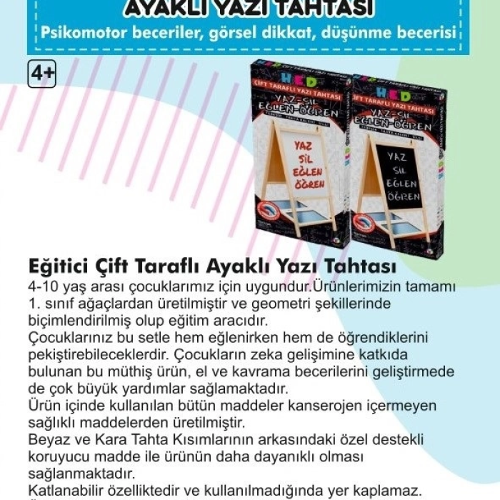 Yazı Tahtası Çift Taraflı Ayaklı Mıknatıslı Yazı Tahtası Seti 110 X 60