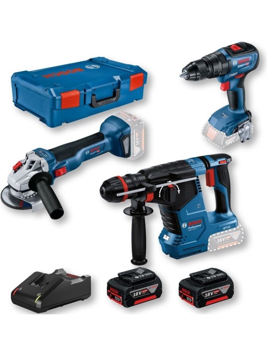 Bosch Professional GSR 18V-50 + GBH 180 + GWS 180 2 x Gba 18V 3Lü Set 5.0AH 18V - 0615990M32