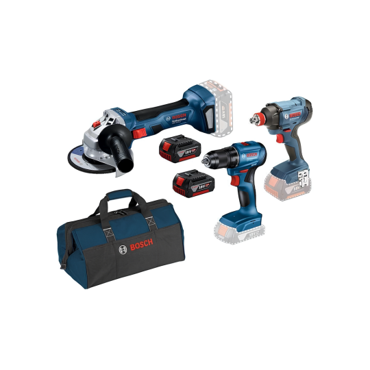 Bosch Gsr 185 + GDX 180 + GWS 180 2x4Ah Akülü Çantalı Vidalama Taşlama Seti - 0615990N3P