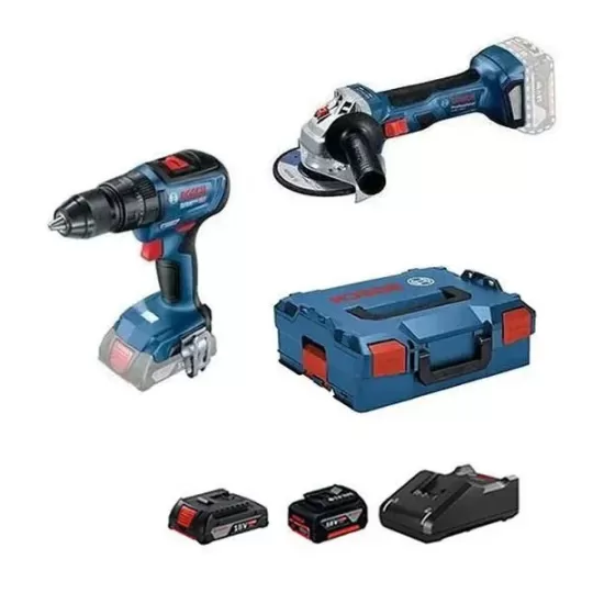 Bosch GSB 18V-50 Darbeli Delme/Vidalama + GWS 180-LI Taşlama Makinesi - 0615990M8S