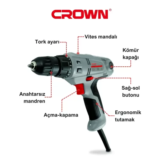 Crown Tork Ayarlı Vidalama 280W Ct10113