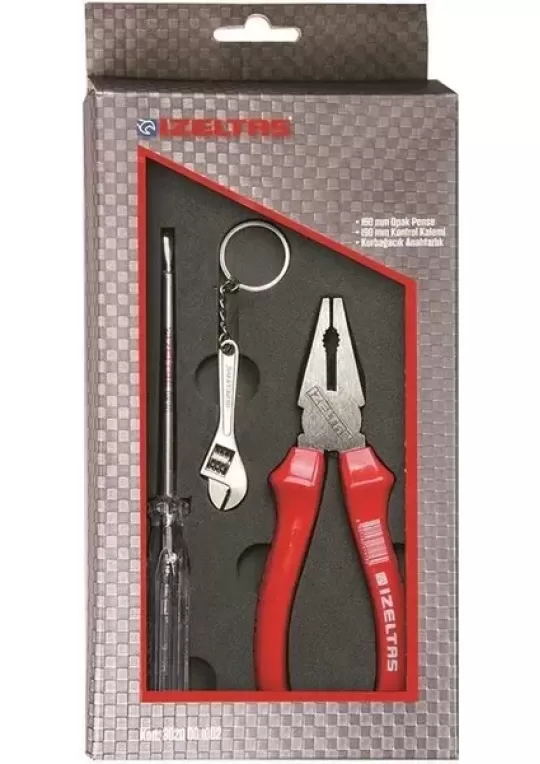 İzeltaş Pense Kontrol Kalemi Seti 3 Parça Anahtarlık Hediyeli