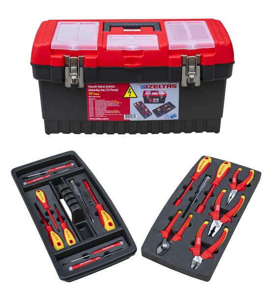İzeltaş 8440 Plastik Takım Çantası Elektrikçi Set 23 Parça (Dolu) 19 480X267X242