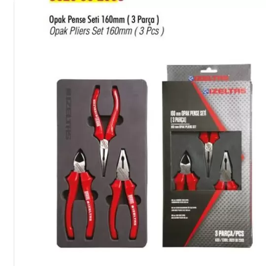İZeltaş Opak Seri Pense Yankeski Kargaburun Seti 160 Mm 3Lü