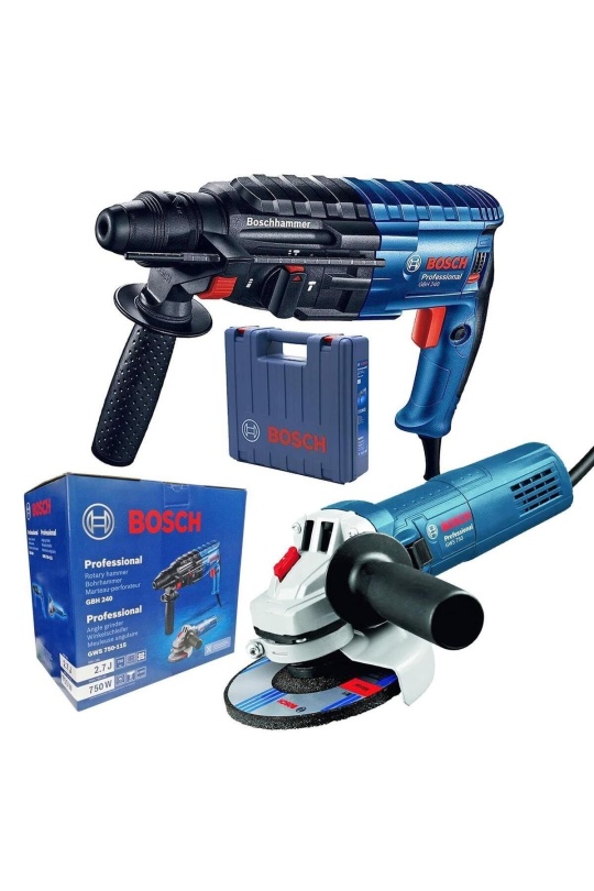Bosch Profesyonel GBH 240 Kırıcı Delici + GWS 750-115 Avuç Taşlama Makinesi