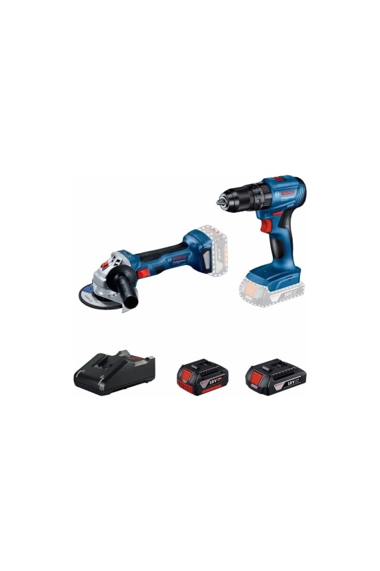 Bosch Professional GWS 180-LI + GSB 185-LI 18V Akülü Vidalama 2+4 Ah Çift Akü Set - 06019H9026