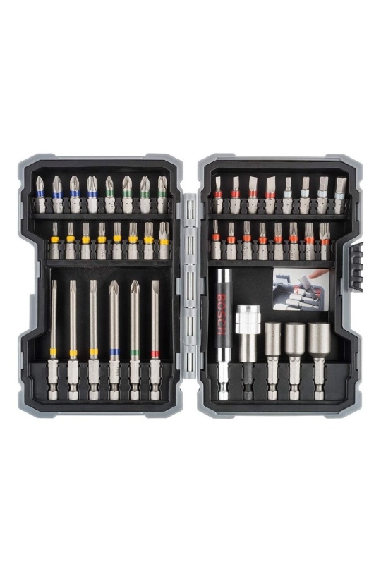Bosch Professional GSB 185-Li 2.0 Ah Tek Akülü Kömürsüz Motor Darbeli Matkap + 23 Parça Aksesuar Set - 06019K3102 + Bosch Professional 43 Parça Vidalama Ucu Seti -2607017164