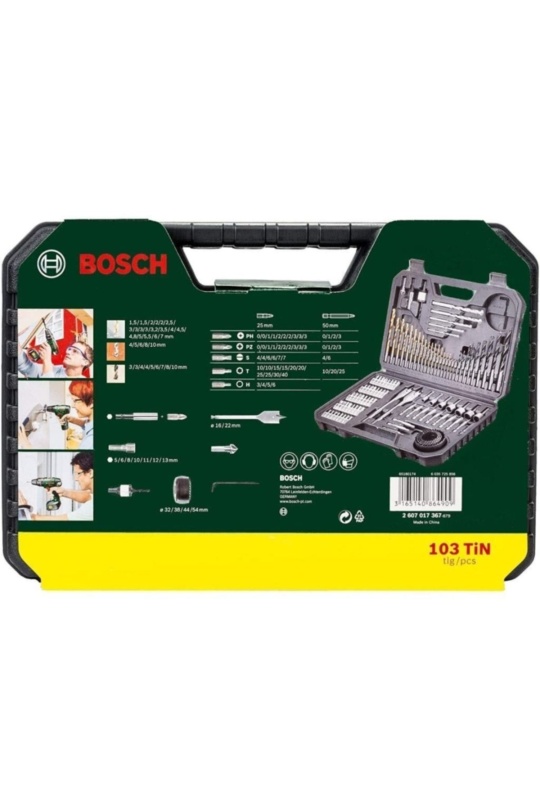 Bosch Professional GSB 13 RE Darbeli Matkap - 0601217100 + Bosch V-Line Matkap & Vidalama Karışık Aksesuar Seti 103 Parça - 2607017367