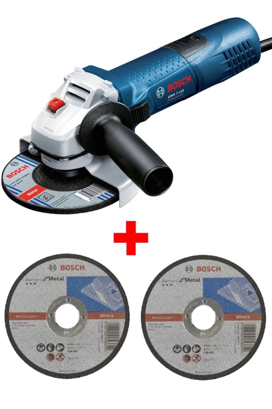 Bosch Professional GWS 7-115 mm Avuç Taşlama Makinesi + Bosch standart for 115*2,5 mm düz metal kesici 2 adet