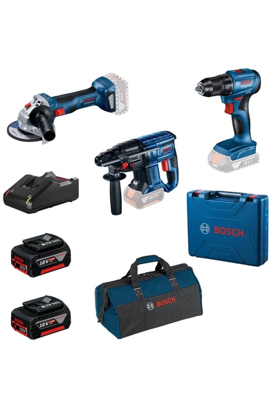 Bosch Professional Gsr 185-LI + Gws 180-LI + Gbh 180-LI 2X4.0AH Akülü Kombo Kit - 0615990N1Y