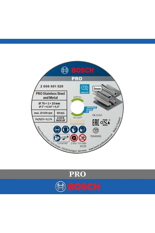 Bosch 76x1x10mm Inox Kesme Diski (5li pkt) 2608601520