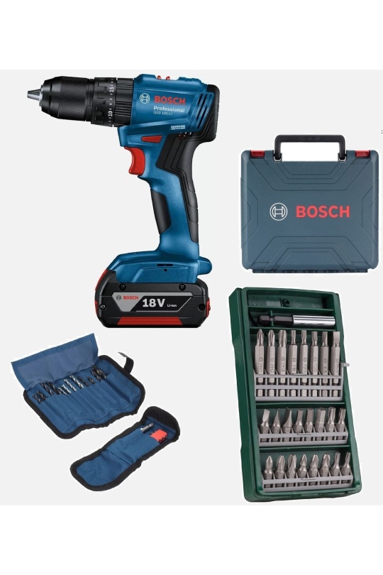 Bosch Professional GSB 185-Li 2.0 Ah Tek Akülü Kömürsüz Motor Darbeli Matkap + Bosch X-Line Mini 25 Parça Vidalama Seti