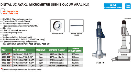 Insize 3128 Dijital Üç Ayaklı Mikrometre (Geniş Ölçüm Aralıklı)