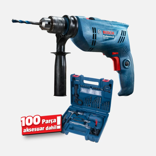 Bosch GSB 600 Darbeli Matkap+100 Parça Aksesuar Seti 06011A0321