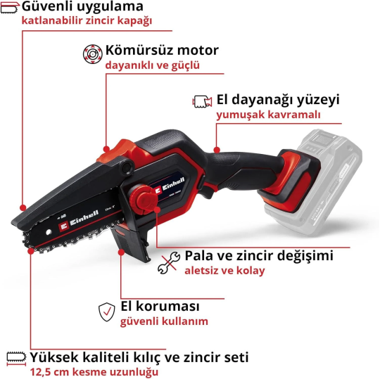 Einhell GE-PS 18/15 Li BL Çift Akülü 4 Ah Budama Testeresi