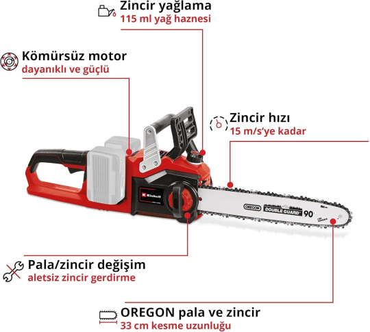 Einhell GE-LC 36/35 Li- Akülü Ağaç Kesme Makinesi 18V 2 x 4.0 Ah + Şarj Cihazı