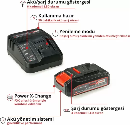 Einhell 18V 2.5Ah PXC Starter Kit 1x2.5 Ah Akü + Şarj Cihazı – 4512097