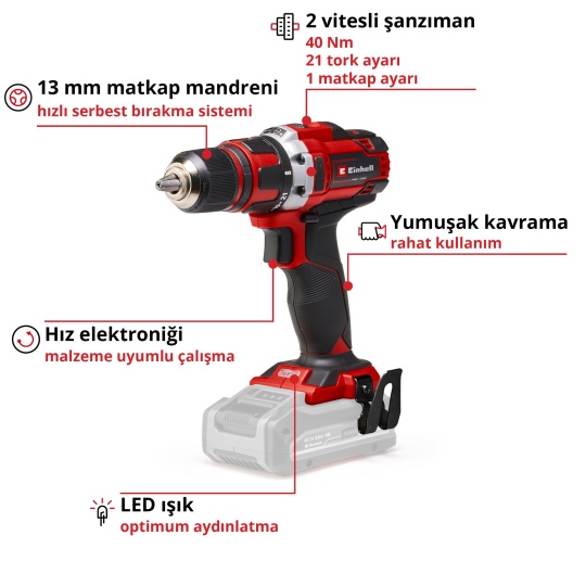 Einhell TE-CD 18/40 Li 2x2.5 Ah Starter Kit Akülü Vidalama Makinesi
