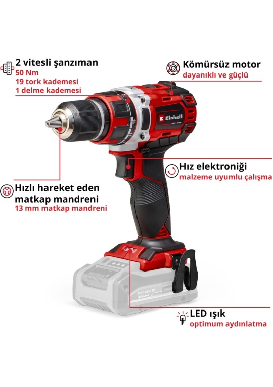 Einhell TE-CD 18/50 Li BL-Solo Kömürsüz Akülü Matkap - 4513887