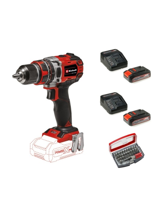 Einhell TP-CD 18/50 Li-i BL Solo Akülü Darbeli Matkap Seti + 2 x 2.5 Ah Starter Kit + Kwb 32 Parça Bits Uç