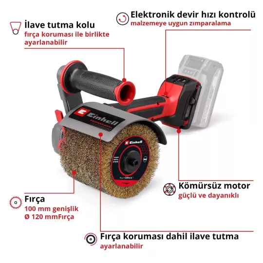Einhell TP-BR 18/32 Li BL - Solo, Akülü Zımpara Rulosu Çift Akülü 4 Ah + Şarj Cihazlı