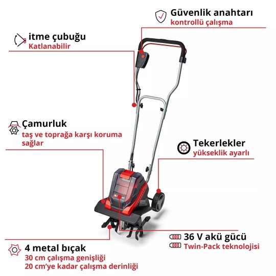 Einhell GE-CR 30 Li-Solo Akülü Toprak Frezeleme 3431200